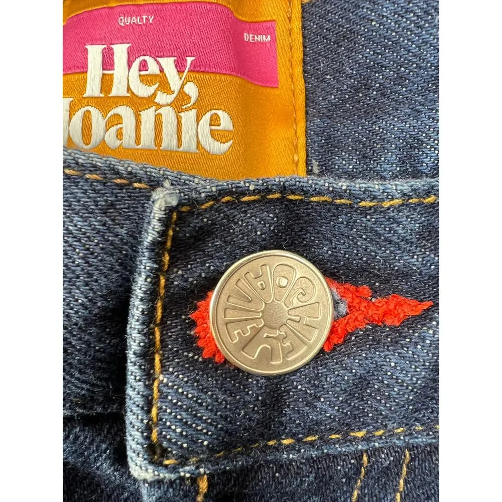 Hey Joanie Premium Denim Jeans Dark Wash Button Fly Straight Leg - M - Picture 6 of 13